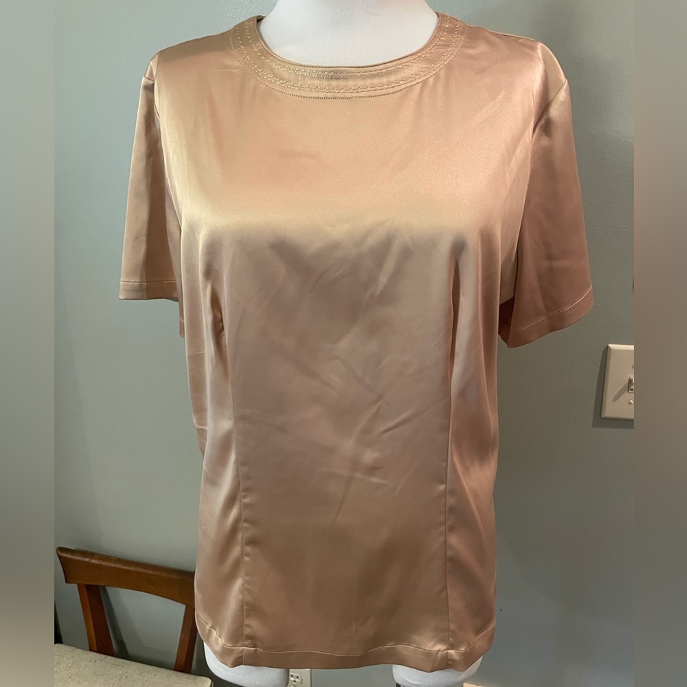 NWT Investments Gold satin short sleeve top - XL